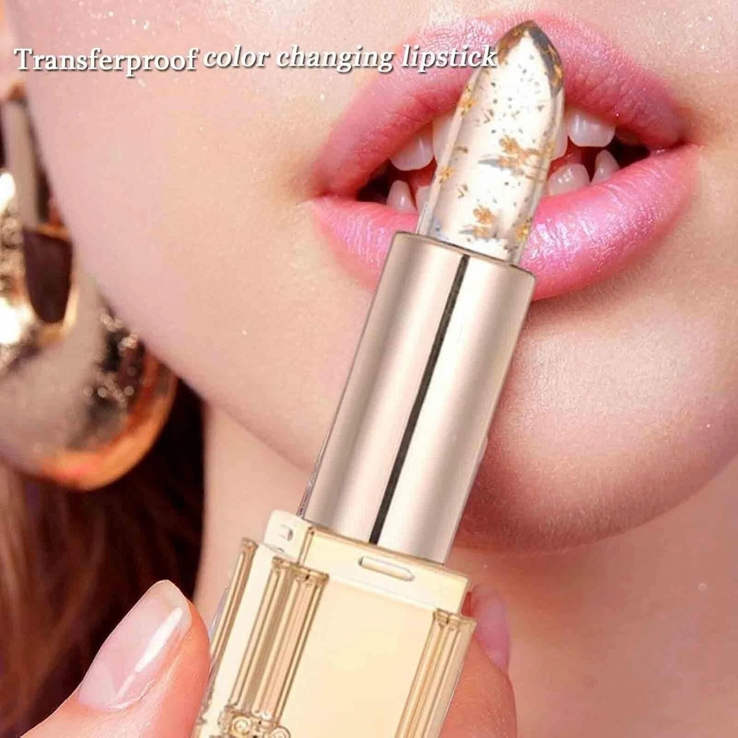 Long-Lasting Transferproof Color Changing Lipstick,Gold Foil Infused Moisturizing Lip Balm for Women, Temperature-Activated Glossy Lip Tint, Transparent Hydrating Lipstick,Blush in One(3pcs)
