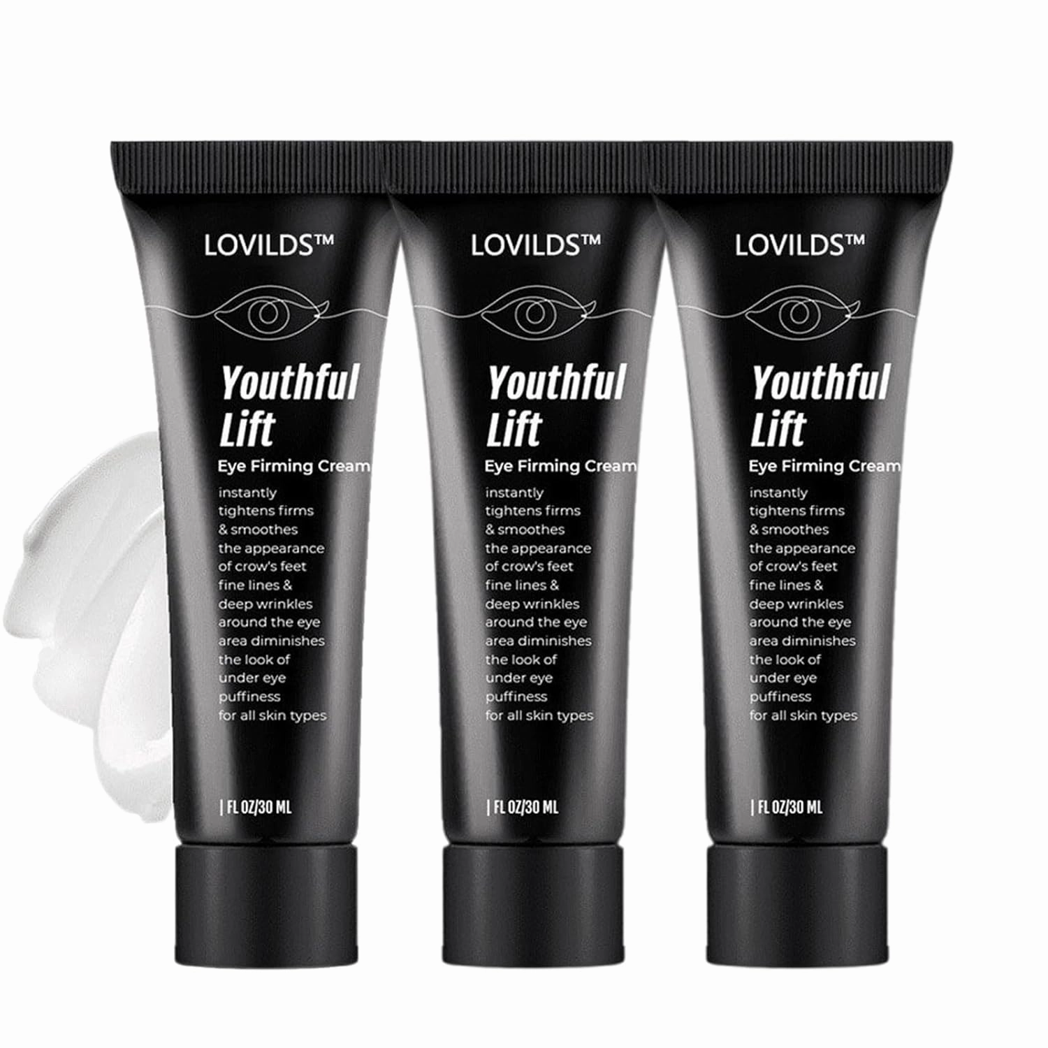 LOVILDS Youthful Lift Eye Firming Cream, Advanced Instant Firm Eye Cream, Anti Aging Eye Cream For Dark Circles, Puffiness & Bags, Reduce Wrinkles, Fine Lines, Moisturizating Skin (3 Pack)