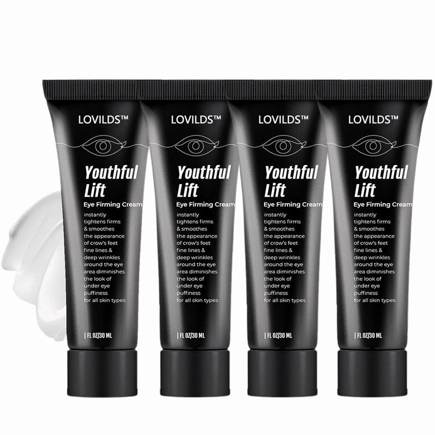 LOVILDS Youthful Lift Eye Firming Cream, Advanced Instant Firm Eye Cream, Anti Aging Eye Cream For Dark Circles, Puffiness & Bags, Reduce Wrinkles, Fine Lines, Moisturizating Skin (4 Pack)