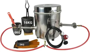 LSMIITTH 16KG/35lbs Gas Metal Melting Furnace Kit 2642°F / 1450°C Propane Forge Dual Burner (Each 100,000 BTU) Foundry Home Kiln Smelting Casting Tool Refining Recycle Brass,Gold,Silver
