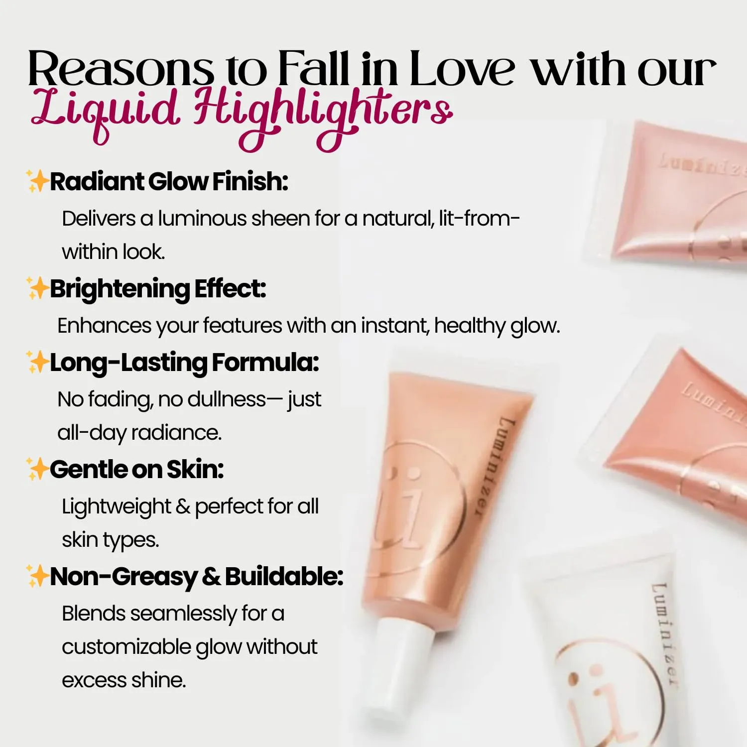 M2U NYC Liquid Highlighter Makeup – Lightweight Luminizer for Natural Radiant Glow with Shimmer – Ultra Smooth Hydrating Illuminator, Face, Cheekbone & Body Glow Enhancer Pink Pearl (Mermaid Tears)