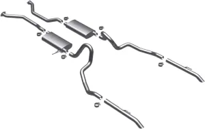 MagnaFlow Cat-Back Performance Exhaust System 16788 - Street Series, Stainless Steel 2.25in Main Piping, Dual Split Rear Exit, Satin Finish 2.25in Exhaust Tip - Performance Exhaust Kit