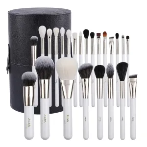 Makeup Brushes 24 Pcs Set with Leather Case, Multi Use with Natural and Synthetic Hair (24 Pcs   Large Leather Case Holder)