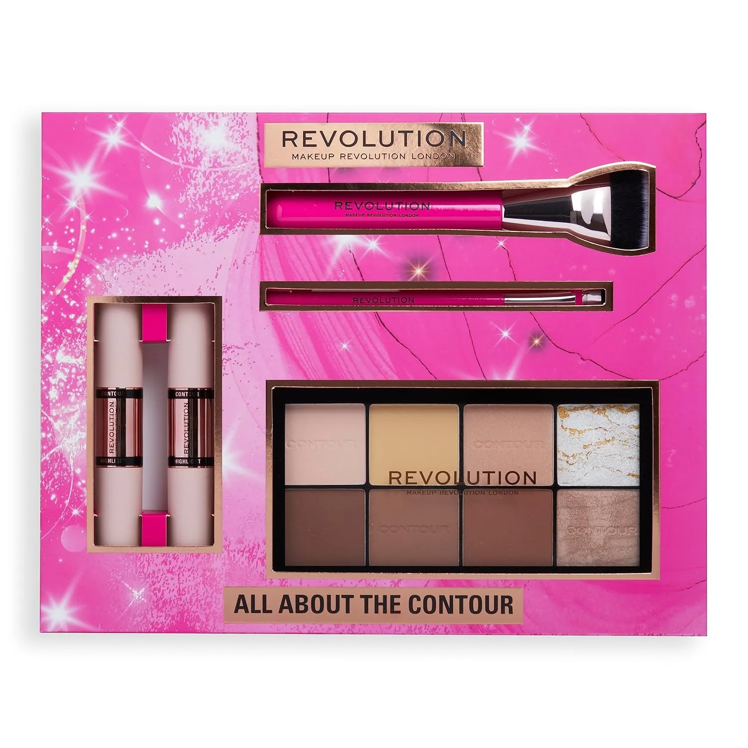 Makeup Revolution All About The Contour Makeup Set, Contouring Kit with Brushes and Palette