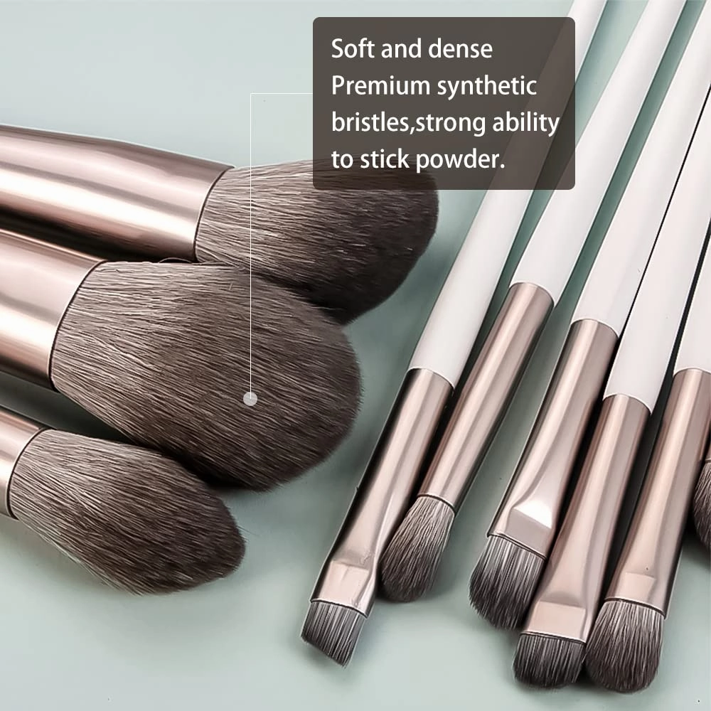 Makeup Brush Set 12pcs Premium Synthetic Makeup Brushes，Vegan Professional Make up Brush Kit Foundation Powder Blush Eyeshadow Eyebrow Contour Concealer Makeup Brushes Set 46-3