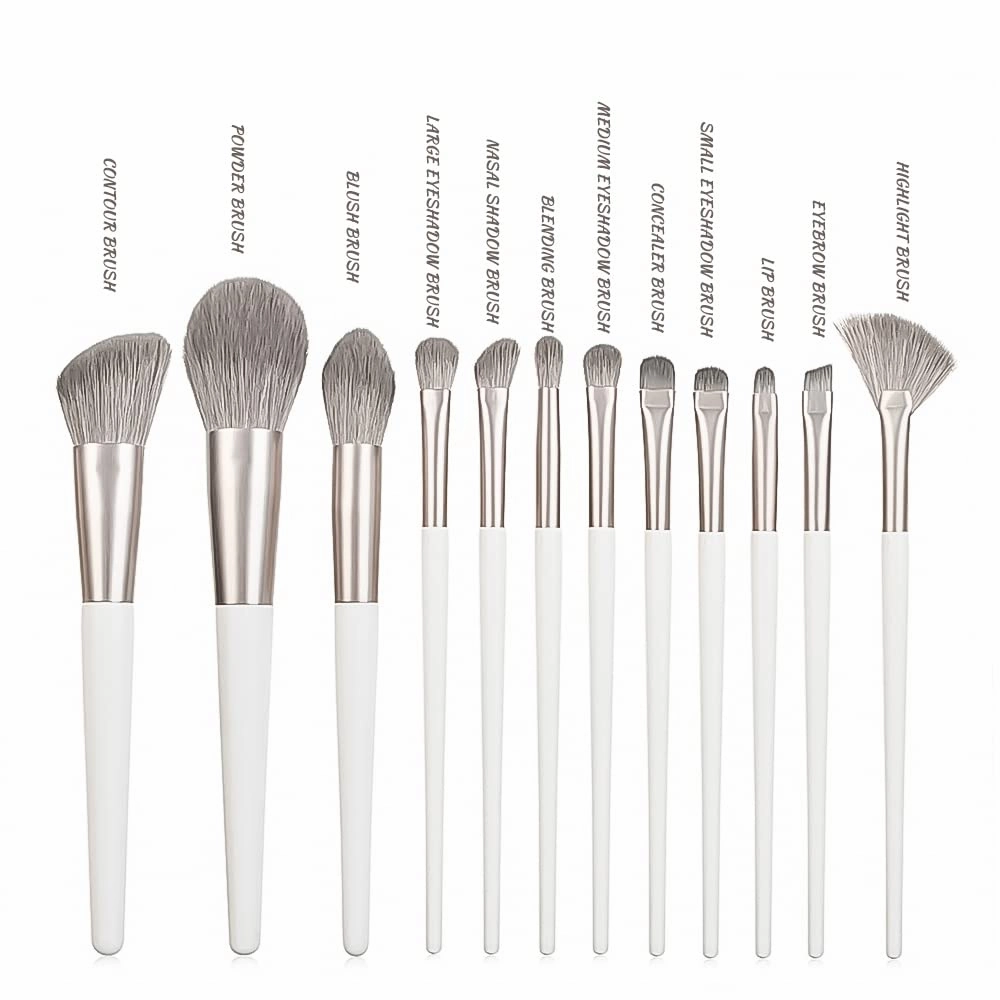 Makeup Brush Set 12pcs Premium Synthetic Makeup Brushes，Vegan Professional Make up Brush Kit Foundation Powder Blush Eyeshadow Eyebrow Contour Concealer Makeup Brushes Set 46-3
