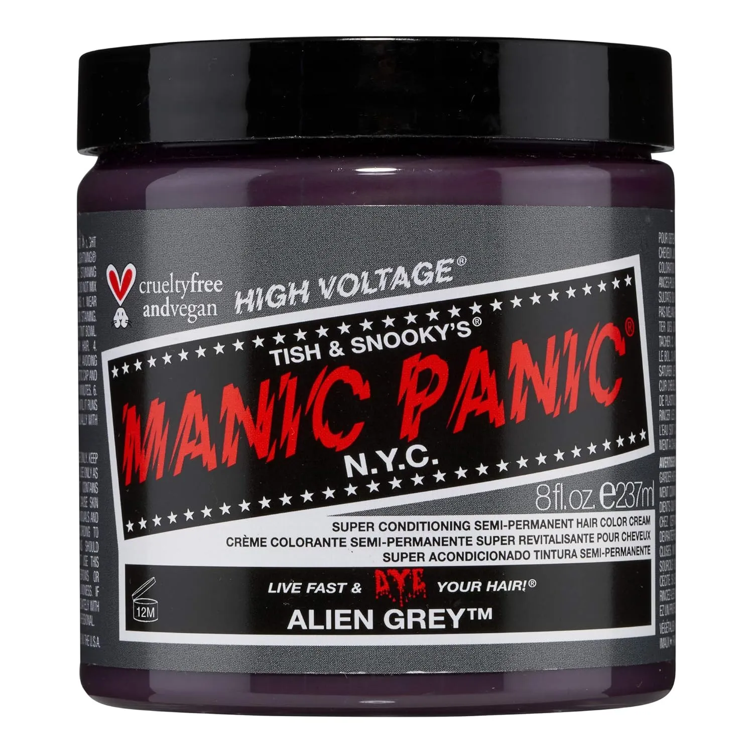 MANIC PANIC Classic Alien Grey Semi Permanent Hair Color - Cool, Medium Slate Grey Hair Dye for Women & Men That Lasts 4-6 Weeks - Vegan, Ammonia & Cruelty-Free - Create & Mix Custom Shades (8oz)