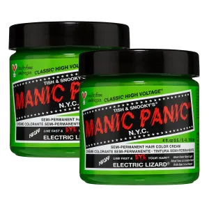 MANIC PANIC Classic Electric Lizard Semi Permanent Hair Color - Bright Neon Green Hair Dye for Women & Men That Lasts 4-6 Weeks - Vegan, Ammonia & Cruelty-Free - Create & Mix Custom Shades (4oz / 2pk)