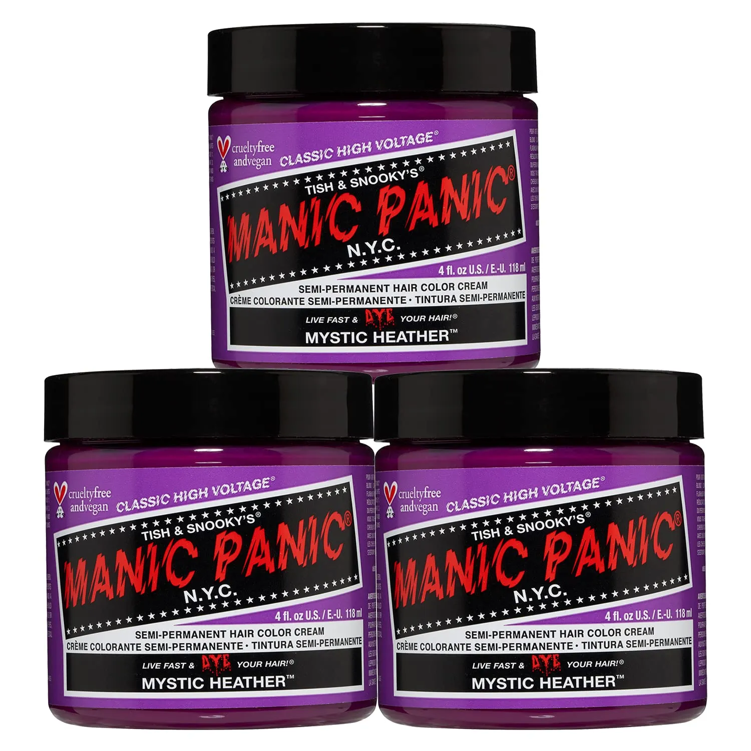 MANIC PANIC Classic Mystic Heather Semi Permanent Hair Color - Warm Orchid Purple Hair Dye for Women & Men That Lasts 4-6 Weeks - Vegan, Ammonia & Cruelty-Free - Create & Mix Custom Shades (4oz / 3pk)