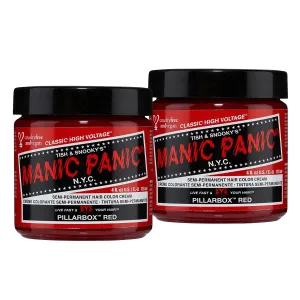 MANIC PANIC Classic Pillarbox Red Semi Permanent Hair Color - True Red Hair Dye for Women & Men That Lasts 4-6 Weeks - Vegan, Ammonia & Cruelty-Free - Create & Mix Custom Shades (4oz / 2pk)