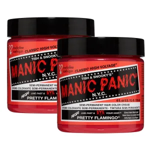 MANIC PANIC Classic Pretty Flamingo Semi Permanent Hair Color - Warm Pink Hair Dye for Women & Men That Lasts 4-6 Weeks - Vegan, Ammonia & Cruelty-Free - Create & Mix Custom Shades (4oz / 2pk)