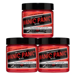 MANIC PANIC Classic Pretty Flamingo Semi Permanent Hair Color - Warm Pink Hair Dye for Women & Men That Lasts 4-6 Weeks - Vegan, Ammonia & Cruelty-Free - Create & Mix Custom Shades (4oz / 3pk)