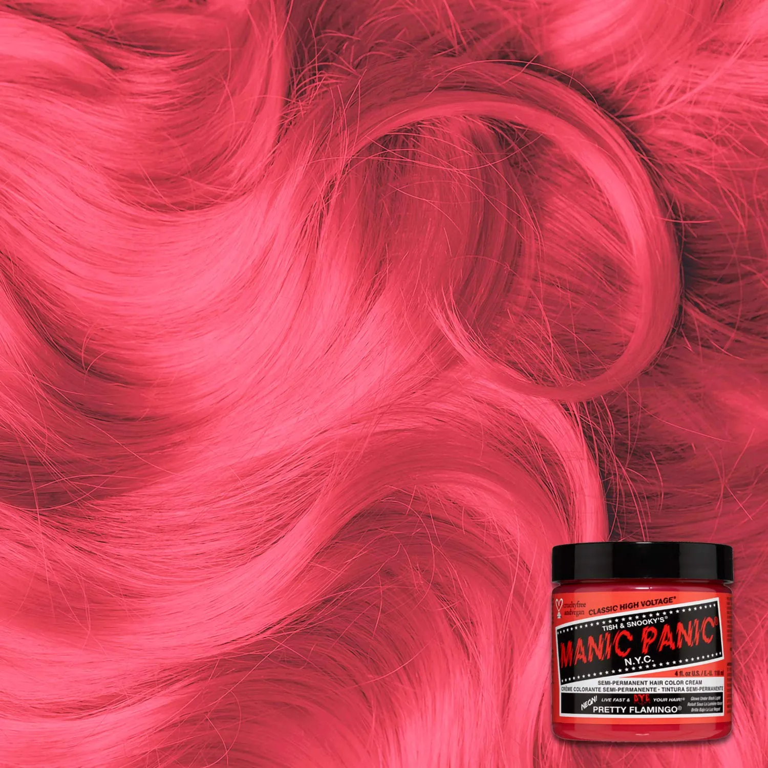 MANIC PANIC Classic Pretty Flamingo Semi Permanent Hair Color - Warm Pink Hair Dye for Women & Men That Lasts 4-6 Weeks - Vegan, Ammonia & Cruelty-Free - Create & Mix Custom Shades (4oz)