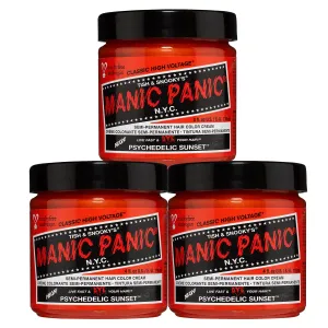 MANIC PANIC Classic Psychedelic Sunset Semi Permanent Hair Color - Neon Orange Hair Dye for Women & Men That Lasts 4-6 Weeks - Vegan, Ammonia & Cruelty-Free - Create & Mix Custom Shades (4oz / 3pk)