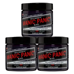 MANIC PANIC Classic Purple Haze Semi Permanent Hair Color - Warm Dark Purple Hair Dye for Women & Men That Lasts 4-6 Weeks - Vegan, Ammonia & Cruelty-Free - Create & Mix Custom Shades (4oz / 3pk)