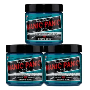 MANIC PANIC Classic Siren's Song Semi Permanent Hair Color - Neon Blue-Green Hair Dye for Women & Men That Lasts 4-6 Weeks - Vegan, Ammonia & Cruelty-Free - Create & Mix Custom Shades (4oz / 3pk)