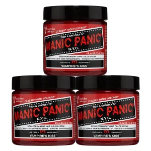 MANIC PANIC Classic Vampire's Kiss Semi Permanent Hair Color - Medium Red Hair Dye for Women & Men That Lasts 4-6 Weeks - Vegan, Ammonia & Cruelty-Free - Create & Mix Custom Shades (4oz / 3pk)