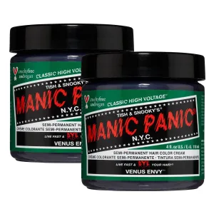 MANIC PANIC Classic Venus Envy Semi Permanent Hair Color - Dark, Neutral Green Hair Dye for Women & Men That Lasts 4-6 Weeks - Vegan, Ammonia & Cruelty-Free - Create & Mix Custom Shades (4oz / 2pk)