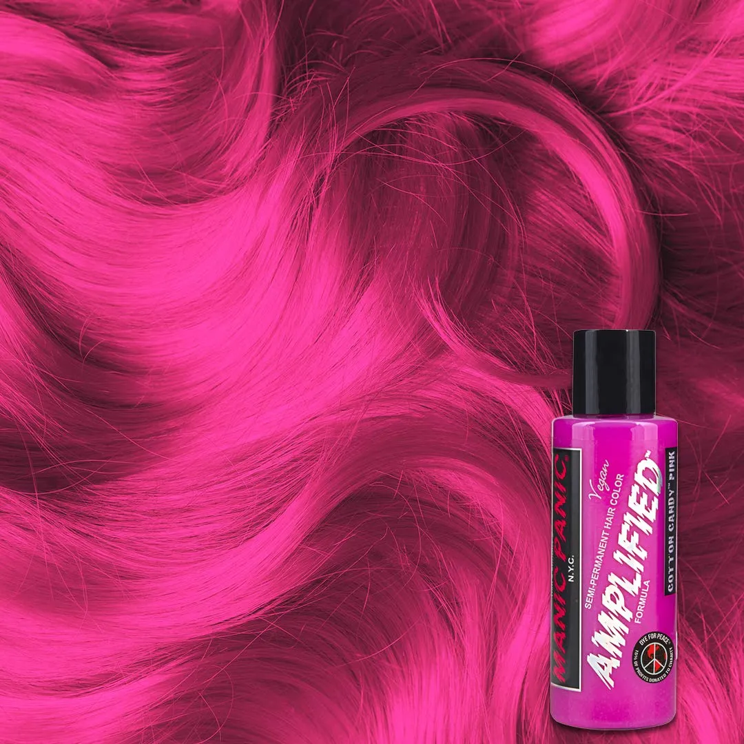 MANIC PANIC Cotton Candy Pink Hair Color - Amplified - Semi Permanent Hair Dye - Bright Pink Cool Toned Color - Glows in Blacklight - Vegan, PPD & Ammonia-Free - For Coloring Hair on Women & Men
