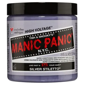 MANIC PANIC Silver Stiletto Gray Hair Dye - Classic High Voltage - Semi Permanent Hair Color - Icy Silver Shade with Lavender Tint - Vegan, PPD & Ammonia-Free - For Hair Coloring on Men & Women