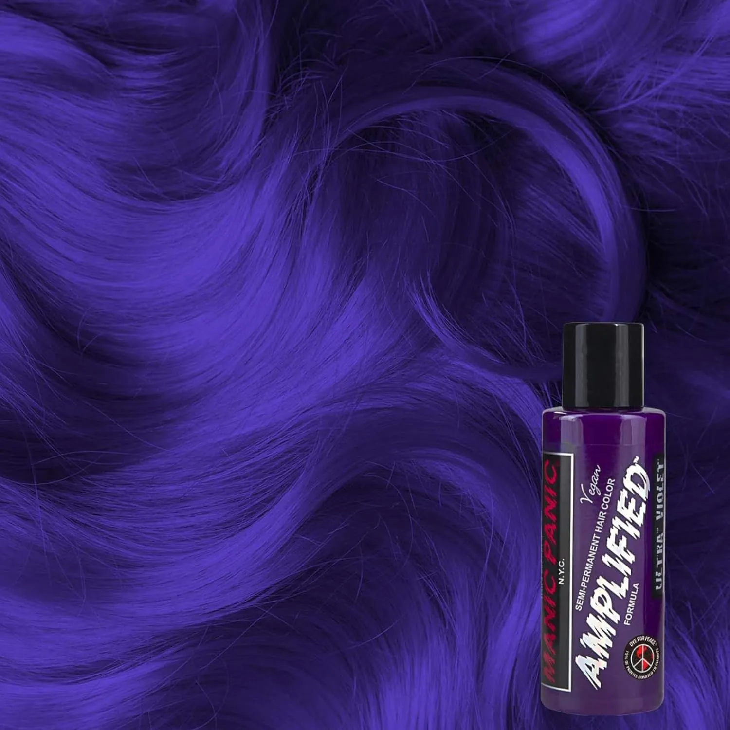 MANIC PANIC Ultra Violet Amplified Semi-Permanent Hair Dye - Cool Blue Toned Violet Color - Works on Dark & Light Shades - Vegan, PPD & Ammonia Free