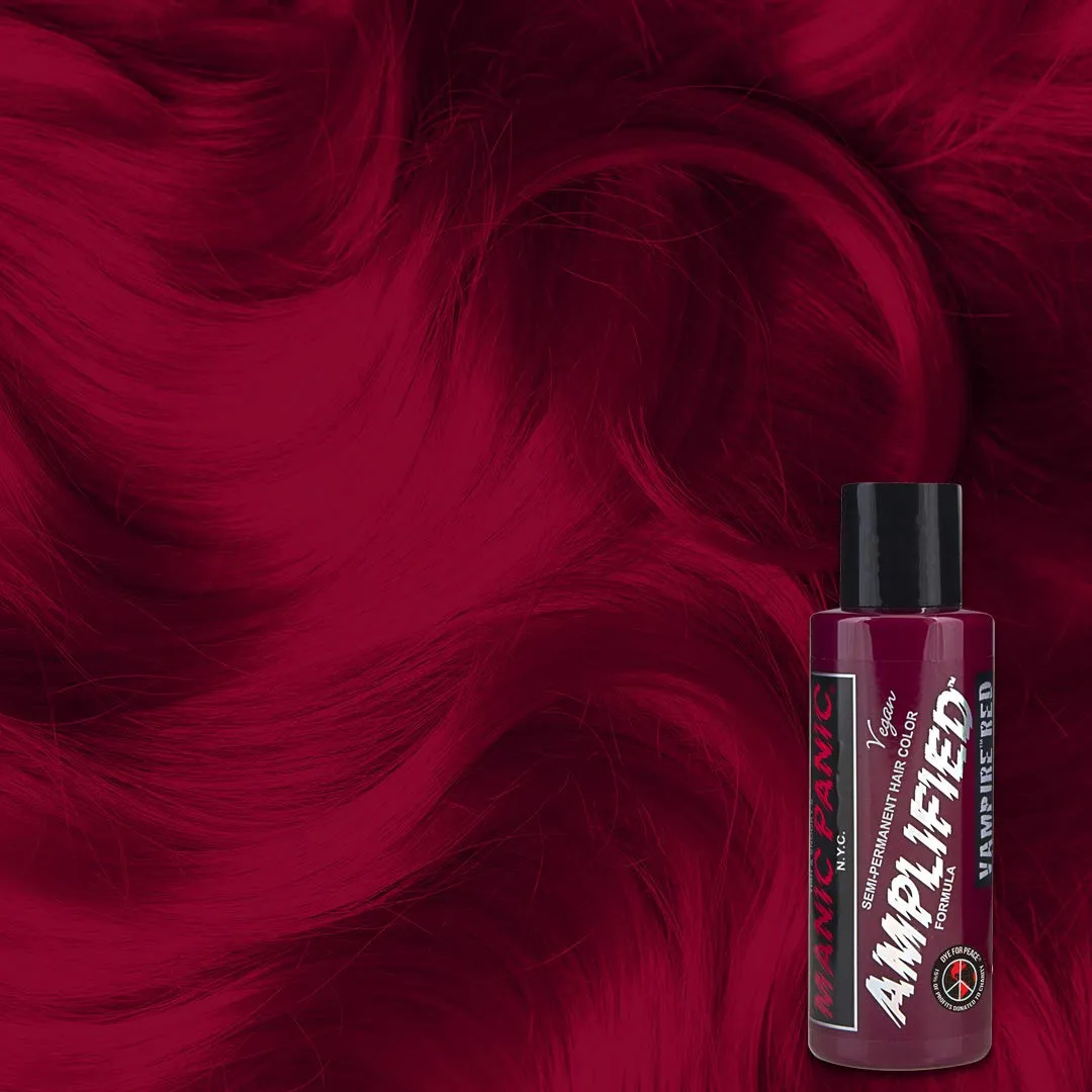 MANIC PANIC Vampire Red Amplified Semi-Permanent Hair Dye - Deep Blood Red Shade Can Give Burgundy Tones to Unbleached Hair - Works on Dark & Light Shades - Vegan, PPD & Ammonia Free (4oz)