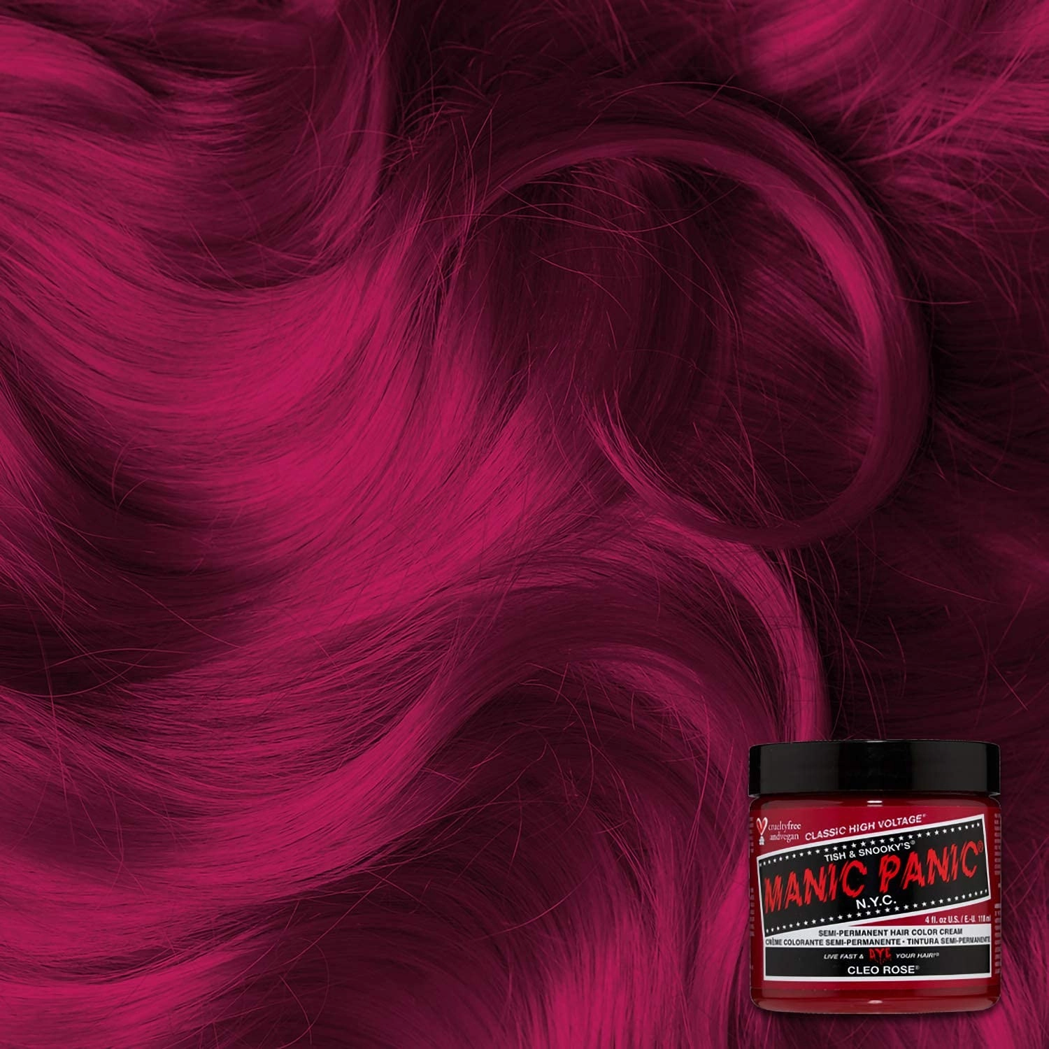 MANIC PANIC Classic Cleo Rose Semi Permanent Hair Color - Warm Magenta Pink Hair Dye for Women & Men That Lasts 4-6 Weeks - Vegan, Ammonia & Cruelty-Free - Create & Mix Custom Shades (4oz)