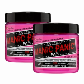 MANIC PANIC Classic Cotton Candy Pink Semi Permanent Hair Color - Bright Pink Hair Dye for Women & Men That Lasts 4-6 Weeks - Vegan, Ammonia & Cruelty-Free - Create & Mix Custom Shades (4oz / 2pk)