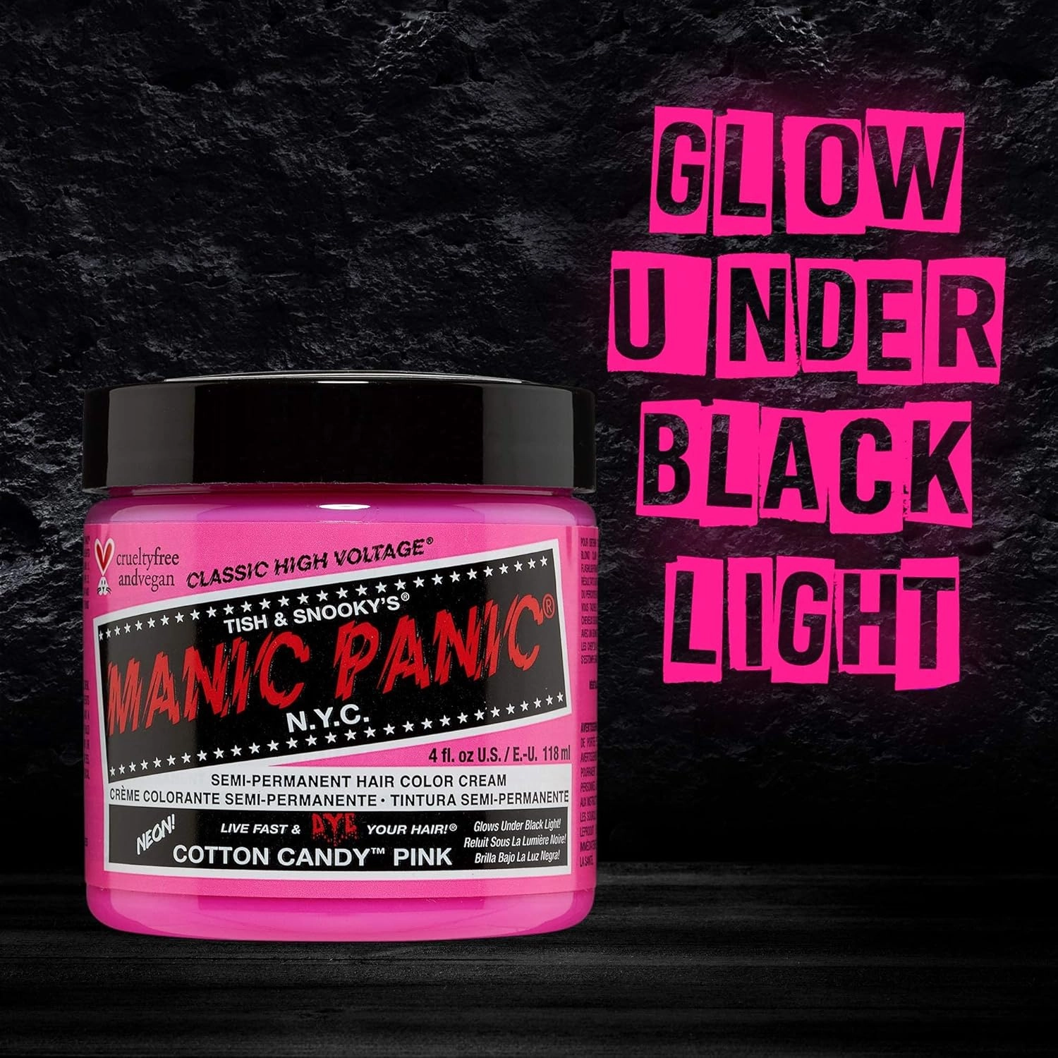 MANIC PANIC Classic Cotton Candy Pink Semi Permanent Hair Color - Bright Pink Hair Dye for Women & Men That Lasts 4-6 Weeks - Vegan, Ammonia & Cruelty-Free - Create & Mix Custom Shades (4oz / 2pk)