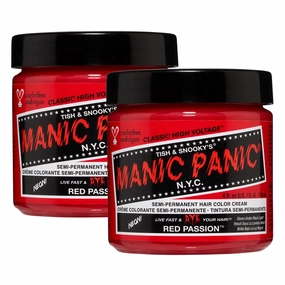 MANIC PANIC Classic Red Passion Semi Permanent Hair Color - Medium Cherry Red Hair Dye for Women & Men That Lasts 4-6 Weeks - Vegan, Ammonia & Cruelty-Free - Create & Mix Custom Shades (4oz / 2pk)