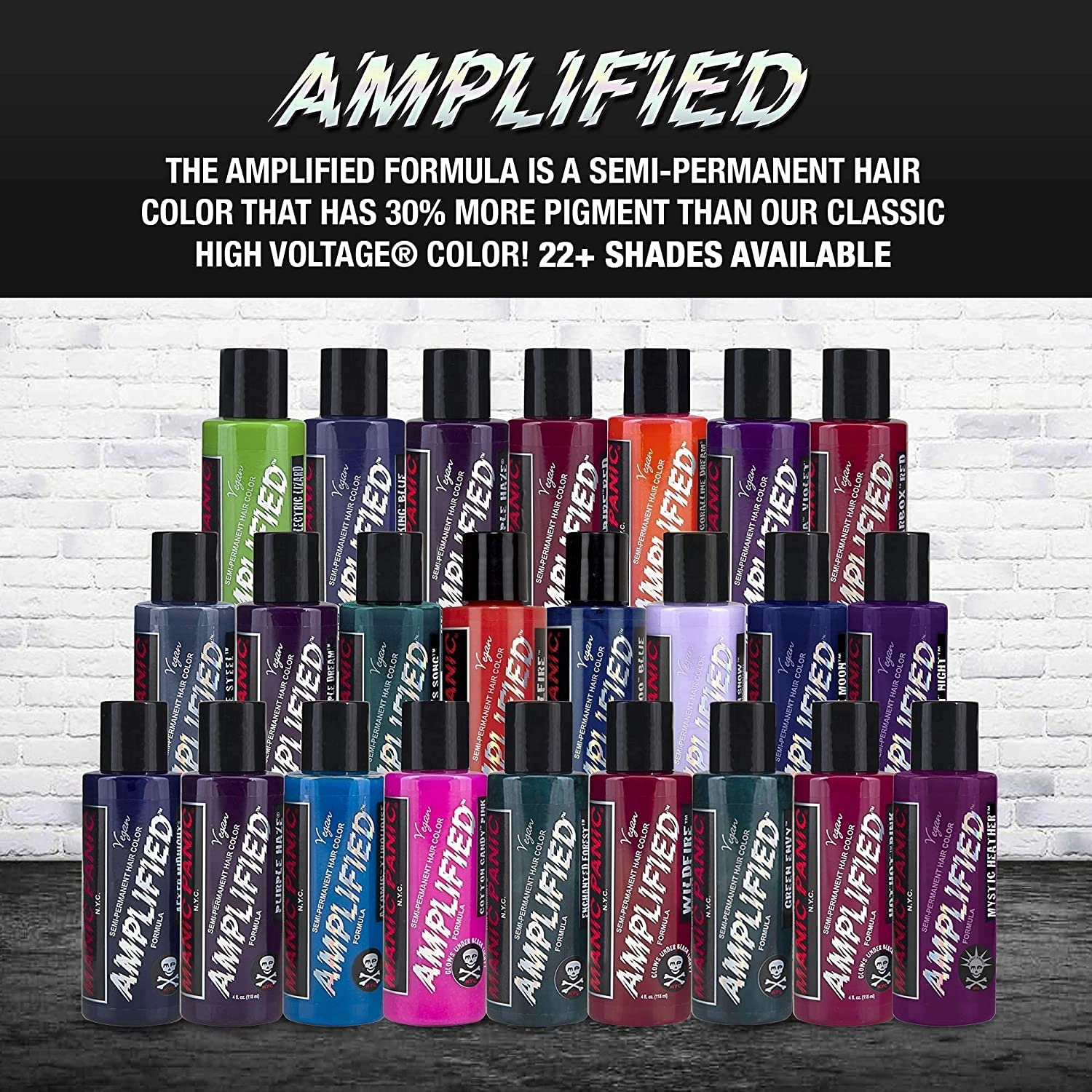 MANIC PANIC Rockabilly Blue Hair Dye - Amplified - Semi Permanent Strongest True Neutral Blue Hair Color For Dark or Light Hair – Vegan, PPD & Ammonia-Free (4oz)