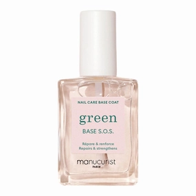 MANUCURIST - S.O.S. Base Coat - Enriched with Vitamins C and B5 - Nail Fortifier - Repairs and Strengthens - Care for Very Damaged Nails - Vegan, Up to 78% Plant-Based - 0.5 fl oz