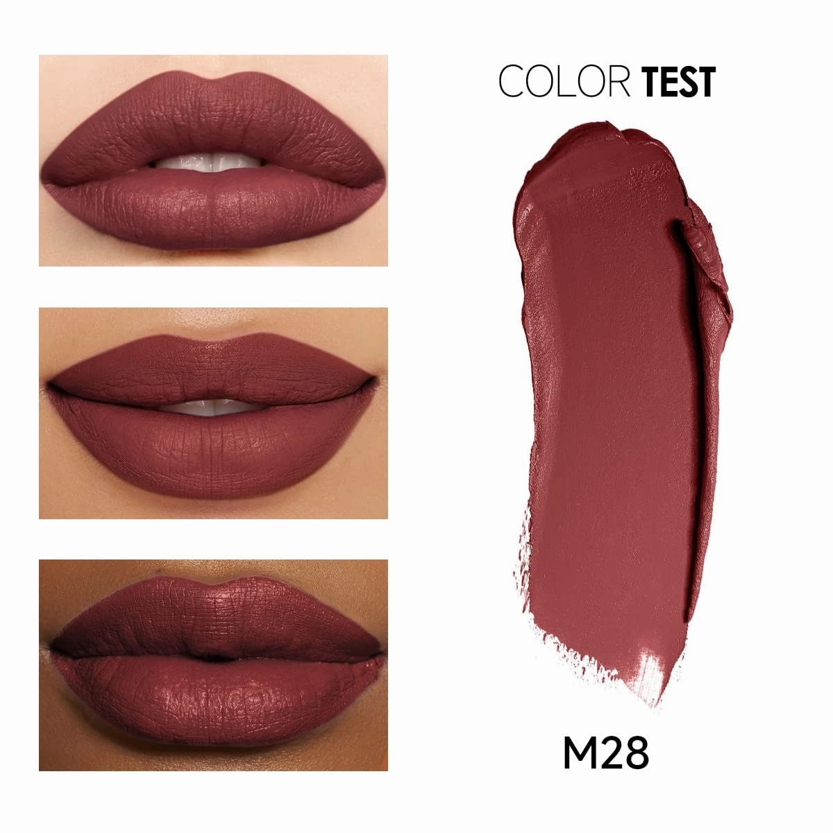Matte Lipstick Hydrating Lip Color Makeup, Highly Pigmented Lipstick with Moisturizing Formula, Lightweight, Smooth, M28