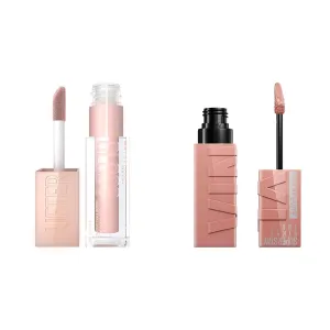 MAYBELLINE Super Stay Vinyl Ink Longwear No-Budge Liquid Lipcolor Captivated Pink, 0.14 fl oz & Lifter Gloss Hydrating Lip Gloss with Hyaluronic Acid Ice Pink Neutral, 0.18 Ounce