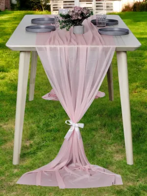 MDS 5 Pack 14ft Chiffon Table Runner 29 x 170 Inches Sheer Wedding Runner Romantic Rustic Table Runner for Wedding Decorations, Birthday Parties, Bridal Shower Party Arch Decor - Blush Pink
