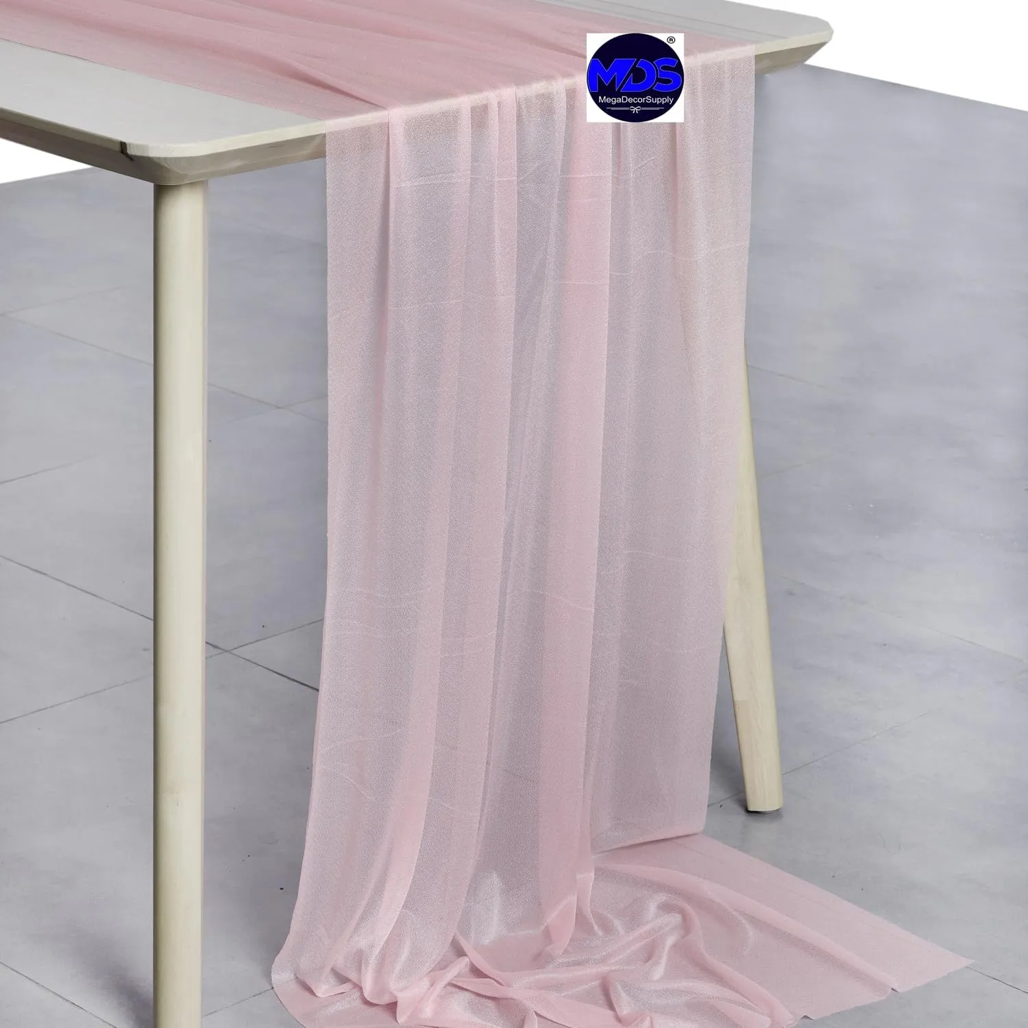MDS 5 Pack 14ft Chiffon Table Runner 29 x 170 Inches Sheer Wedding Runner Romantic Rustic Table Runner for Wedding Decorations, Birthday Parties, Bridal Shower Party Arch Decor - Blush Pink