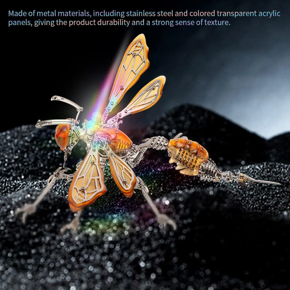 Mechanical Insect Series – 420PCS Fly Model Kit, 3D DIY Steampunk Metal Assembly Toy & Collectible Desktop Ornament for Adults