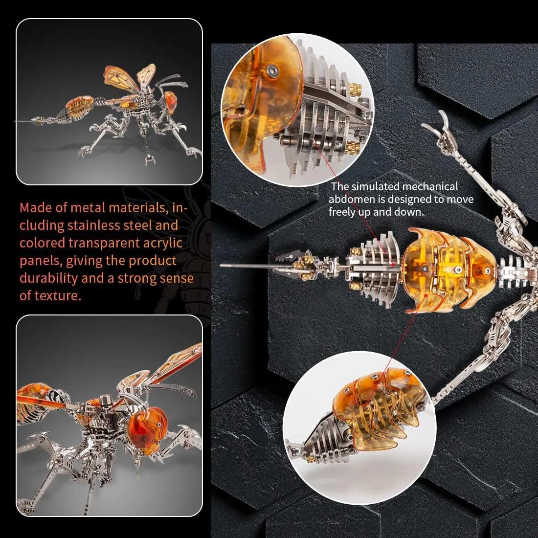 Mechanical Insect Series – 420PCS Fly Model Kit, 3D DIY Steampunk Metal Assembly Toy & Collectible Desktop Ornament for Adults
