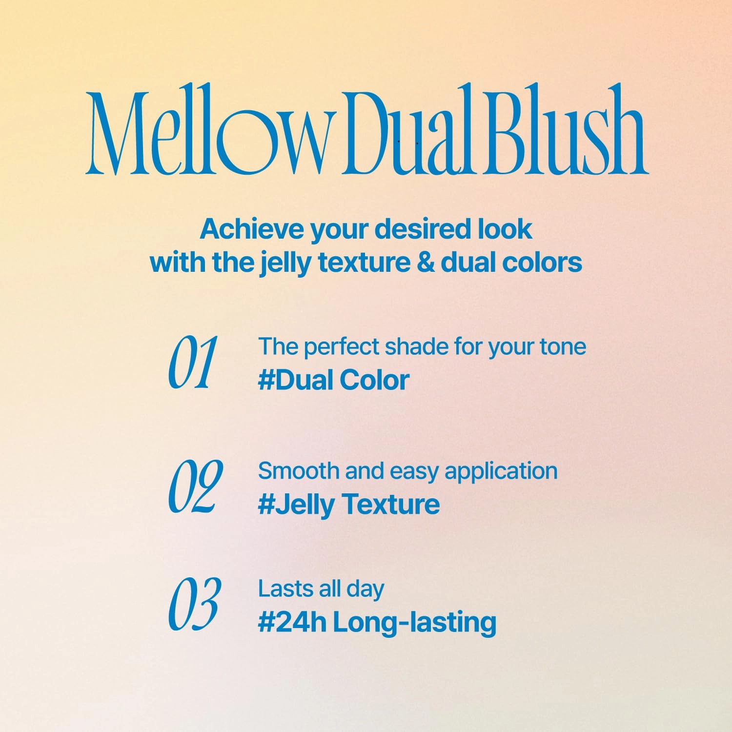 Mellow Dual Blush | PK01 Love Me Highkey | Dual Color, Jelly Texture, 12 Colors, Longwear, Long-lasting | 7.2g