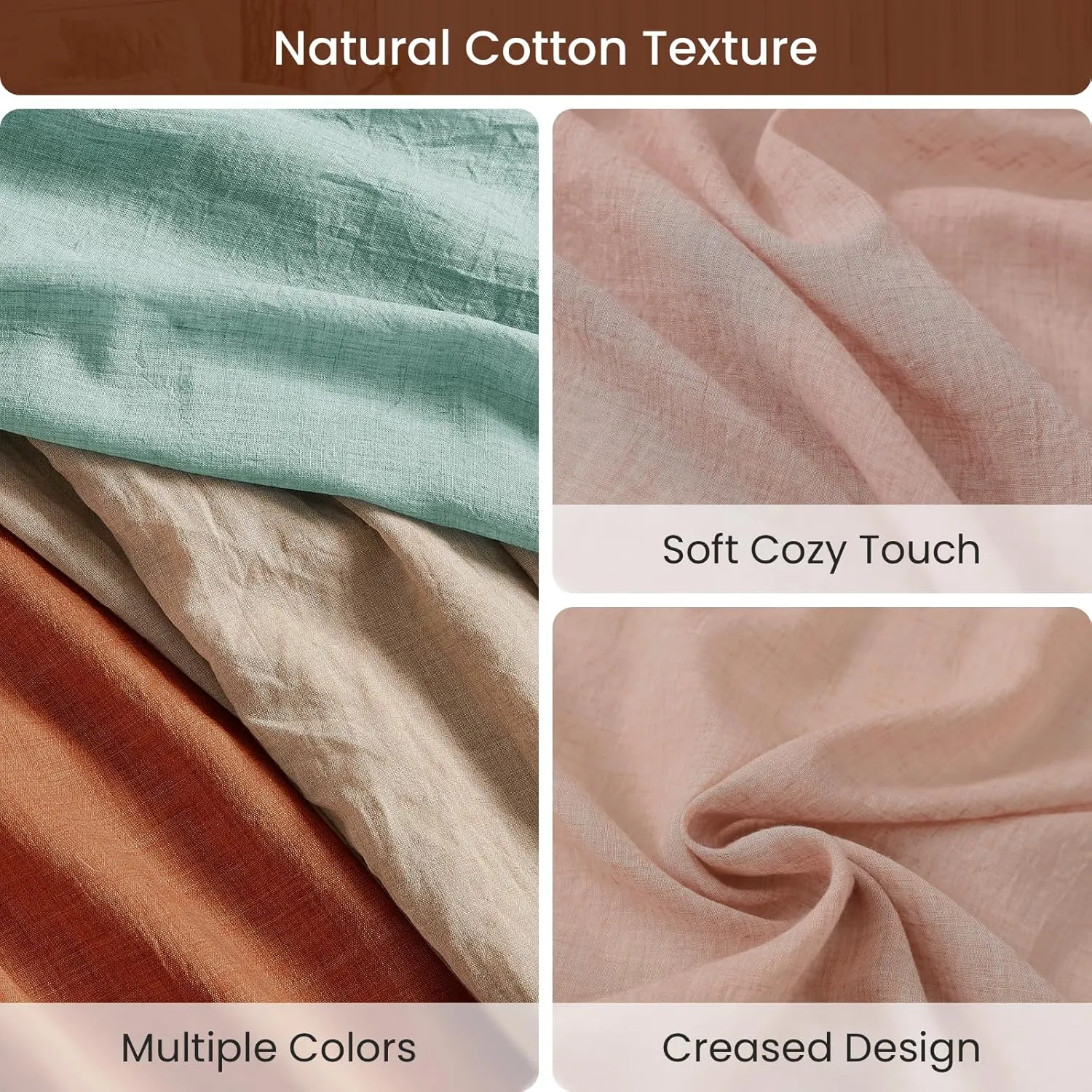Melodieux Blush Pink Cotton Sheer Curtains 84 Inches Long, Bedroom Living Room Natural Light Filtering Crepe Voile Drapes Rustic Crinkle Linen Sheer Curtains Rod Pocket, 52" W x 84" L, 2 Panels