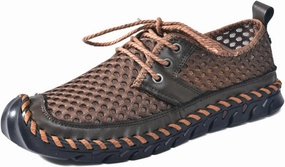 Men's Breathable Mesh Casual Shoes with Reinforced Toe Cap & Sturdy Woven Sole Non-Slip Rubber Sole for Outdoor Hiking & Daily Wear Metal-Eyelet Lacing System with Anti-Collision Toe Protection