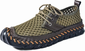 Men's Breathable Mesh Casual Shoes with Reinforced Toe Cap & Sturdy Woven Sole Non-Slip Rubber Sole for Outdoor Hiking & Daily Wear Metal-Eyelet Lacing System with Anti-Collision Toe Protection