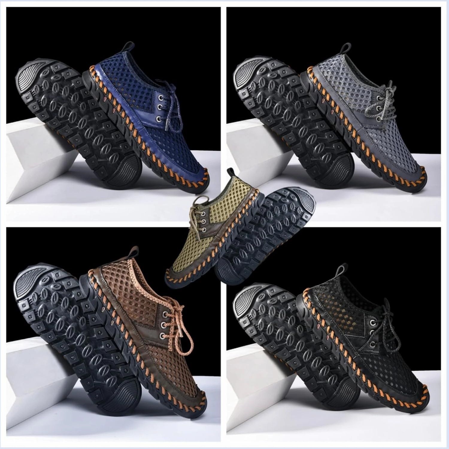 Men's Breathable Mesh Casual Shoes with Reinforced Toe Cap & Sturdy Woven Sole Non-Slip Rubber Sole for Outdoor Hiking & Daily Wear Metal-Eyelet Lacing System with Anti-Collision Toe Protection