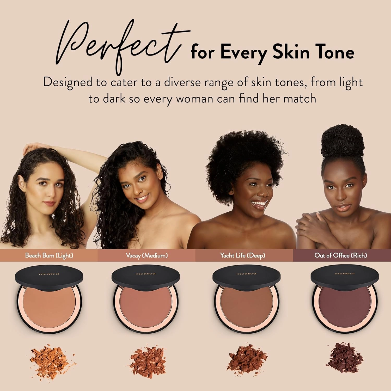 Mented Cosmetics Made in Italy, Cruelty Free Makeup, Vegan, Paraben Free, Shimmer Bronzer, Highlighter Bronzing Powder Palette for Face with Vitamin E   A, 0.35oz/10g, Out of the Office