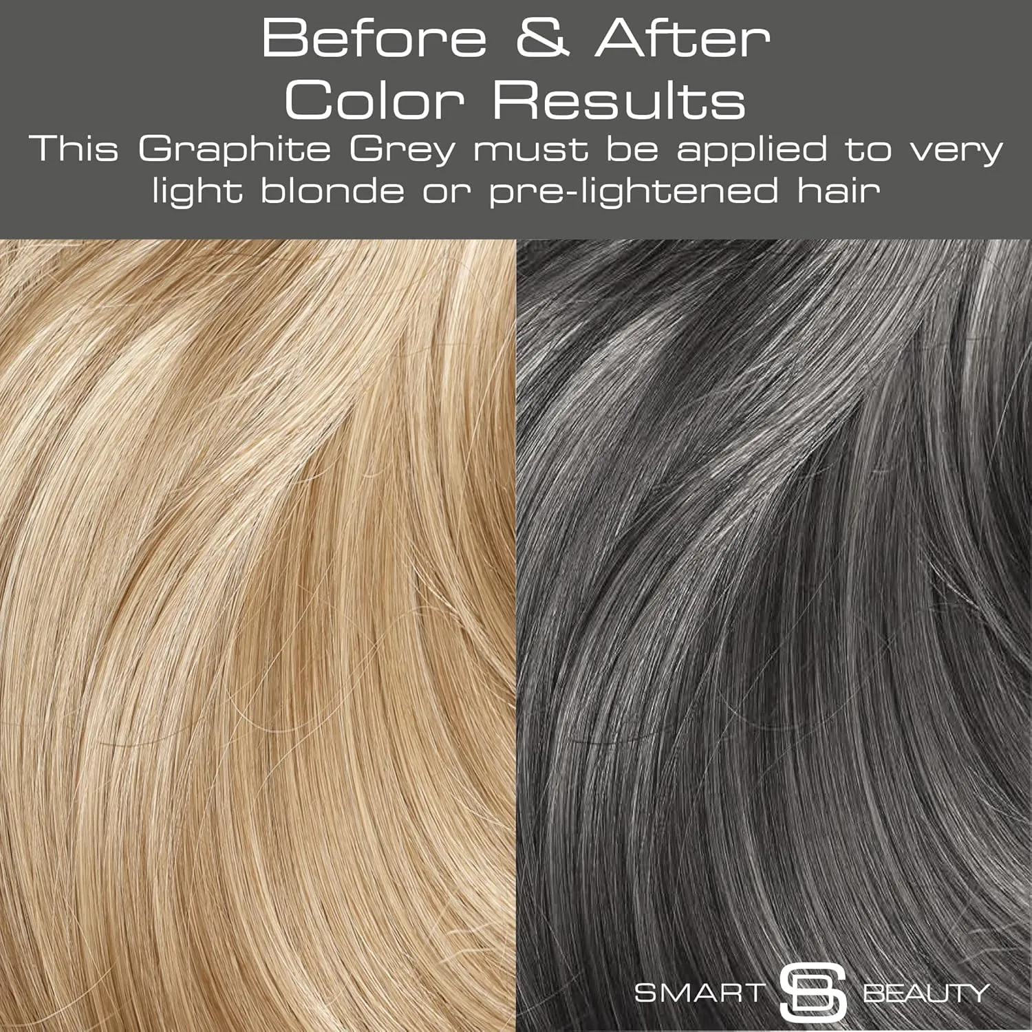 Metallic Graphite Hair Dye Demi-Permanent, Grey Toner for Bleached Hair, Anti-Breakage Plex Hair Care, Vegan & Cruelty-Free, 100% Gray Coverage, Silver Gray Hair Color by Smart Beauty