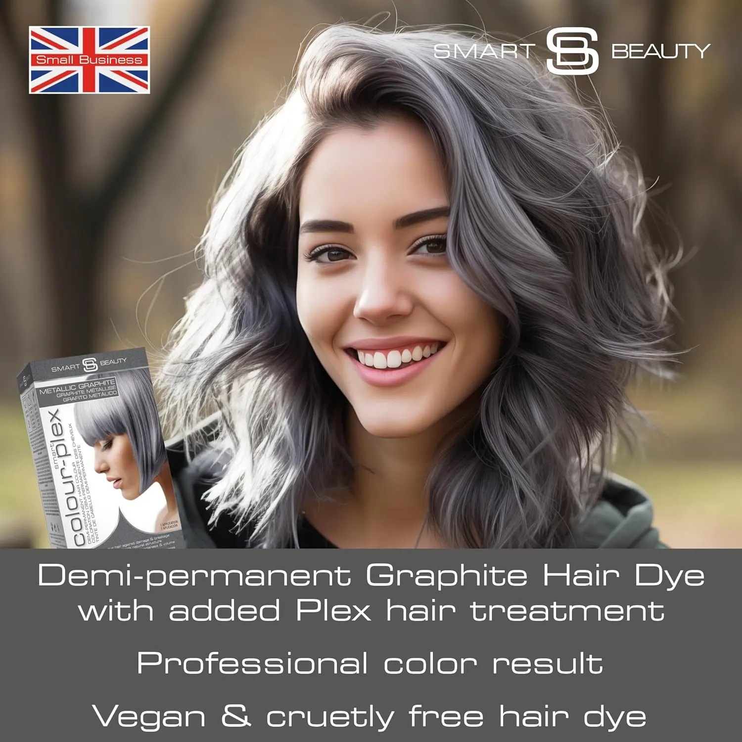 Metallic Graphite Hair Dye Demi-Permanent, Grey Toner for Bleached Hair, Anti-Breakage Plex Hair Care, Vegan & Cruelty-Free, 100% Gray Coverage, Silver Gray Hair Color by Smart Beauty