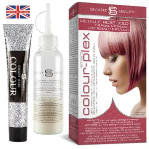 Metallic Rose Gold Hair Dye Demi-Permanent, Toner for Bleached Hair, Anti-Breakage Plex Hair Care, Vegan Hair Dye, Cruelty-Free, 100% Grey Coverage, Rose Hair Color, All Hair Types by Smart Beauty