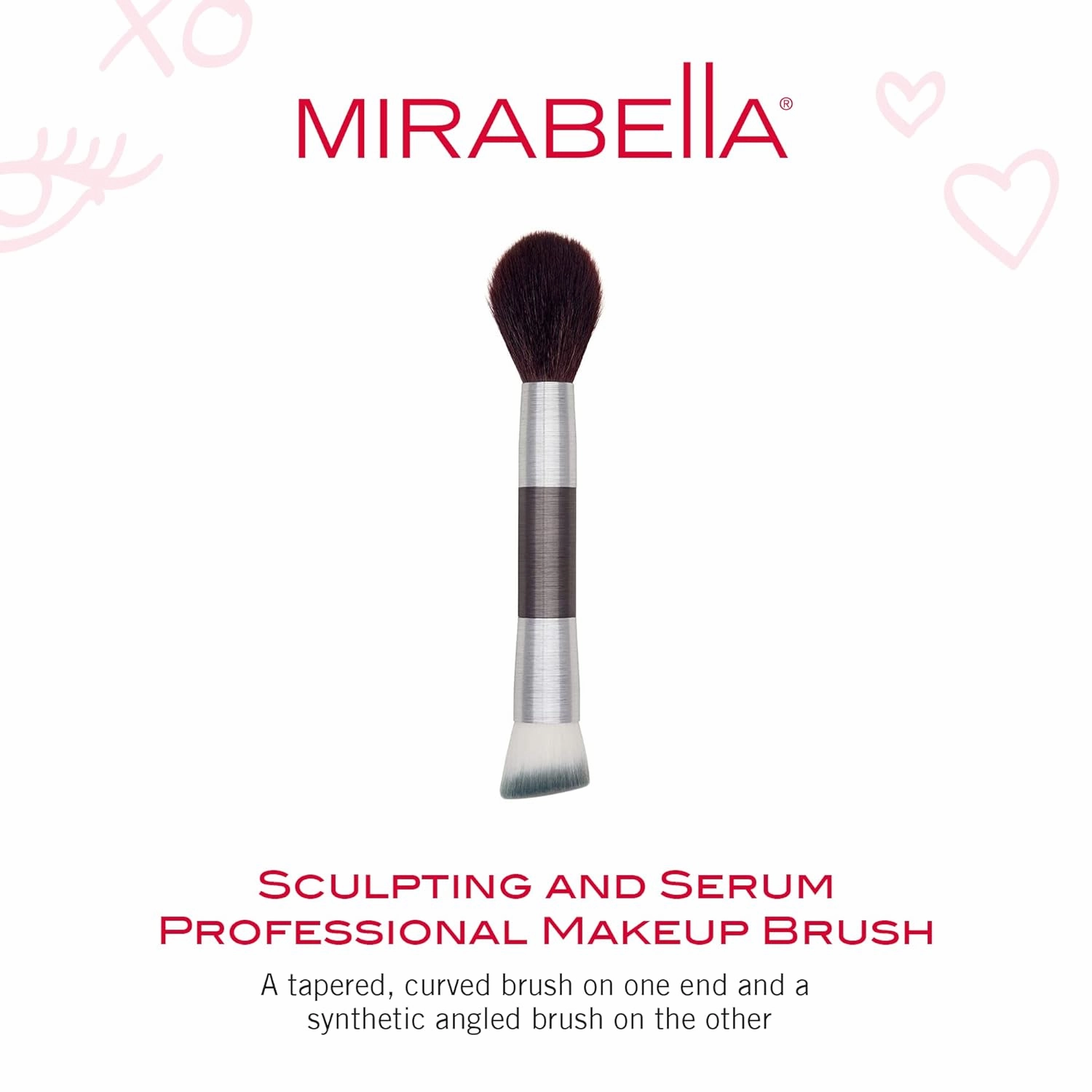 Mirabella Perfecting & Sculpting Duo Foundation Brush, Professional Makeup Brush Collection, Cruelty-Free Synthetic Bristle Brush, Hand-Sculpted Brushed Aluminum Handle Blending Brush for Makeup