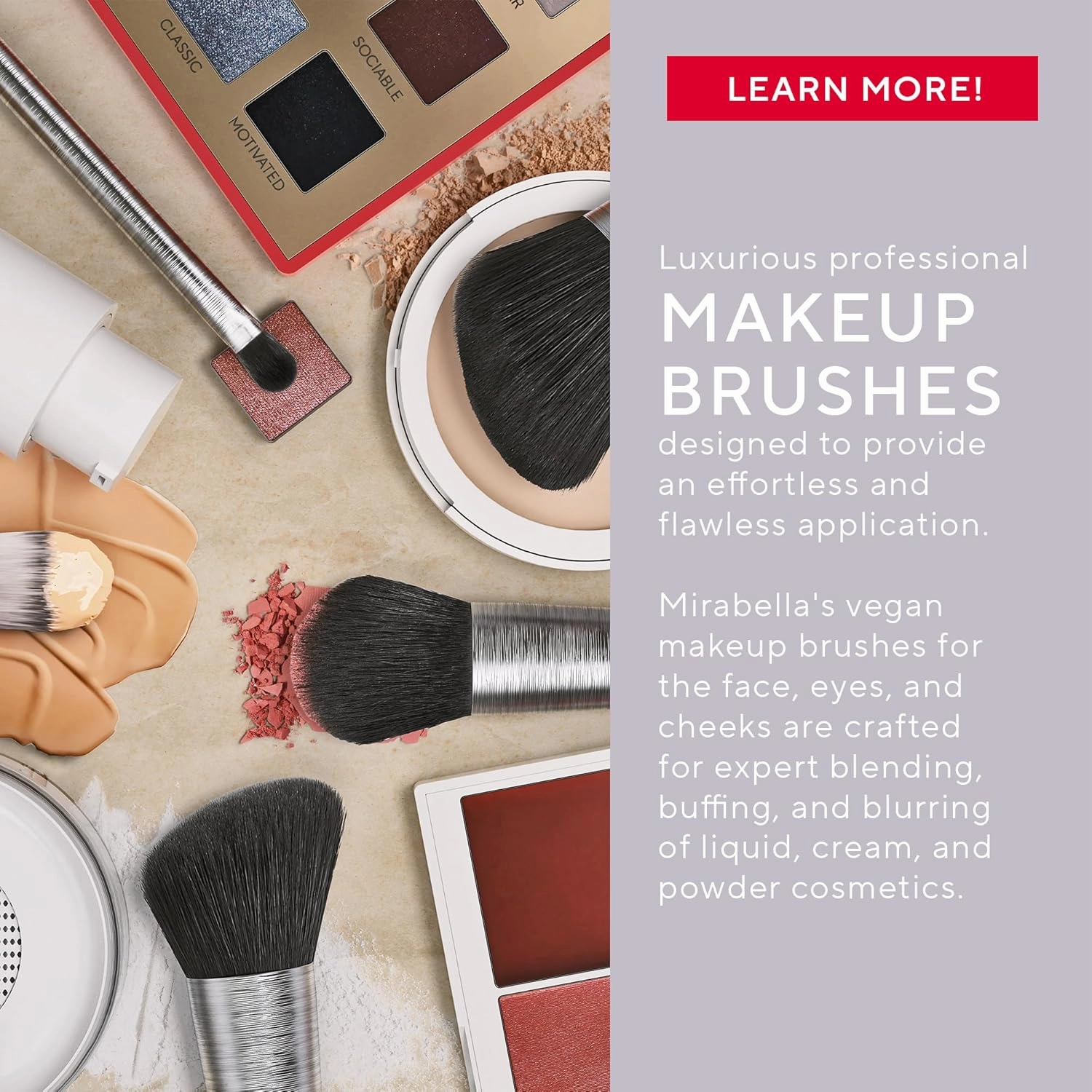 Mirabella Sculpting Contour & Foundation Brush, Premium Professional Makeup Brush Collection, Cruelty-Free Synthetic Bristle Brush, Hand-Sculpted Brushed Aluminum Handle Blending Brush for Makeup
