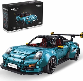 MISINI TGL T5026B 911 Sports Car Building Kit, 1:8 Scale Race Car Building Blocks Set and Construction Toys, Car Models Kits to Build for Adults, Compatible with Main Brands Cars(3389 PCS), Blue